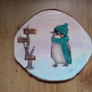 Pingvin Hawaii és Bora Bora táblával - otthon & életmód - dekoráció - ajtó- és ablak dekoráció - ajtódísz & kopogtató - Meska.hu