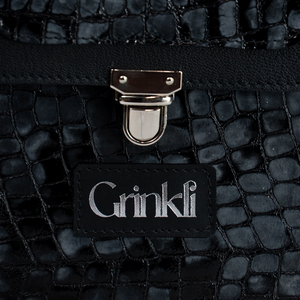 Grinkli VILARI Fekete krokó táska - táska & tok - kézitáska & válltáska - alkalmi táska - Meska.hu