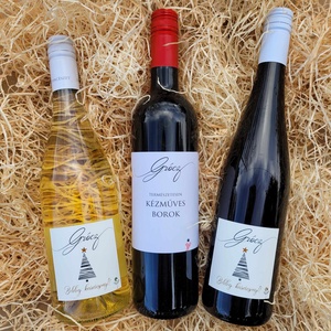 Karácsonyi ajándékcsomag ünnepi címkével - borválogatás hölgyeknek - élelmiszer - alkoholos italok - Meska.hu