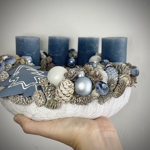 Adventi koszorú- Blueberry Frost #1 - karácsony - adventi díszek - adventi asztaldísz - Meska.hu