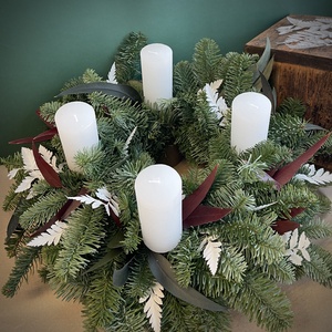Adventi asztaldísz- Ginevra, Karácsony, Adventi díszek, Adventi koszorú, Virágkötés, MESKA