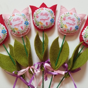 Nőnapra filc tulipán vegyes színben (5 darab), Otthon & Életmód, Dekoráció, Virágdísz és tartó, Csokor & Virágdísz, Varrás, MESKA