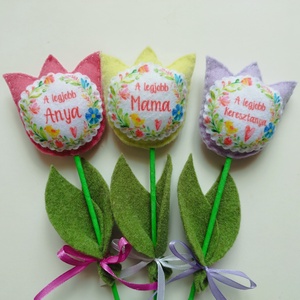 3 darabos anyák napi filc tulipán , Otthon & Lakás, Dekoráció, Virágdísz és tartó, Csokor & Virágdísz, Varrás, MESKA