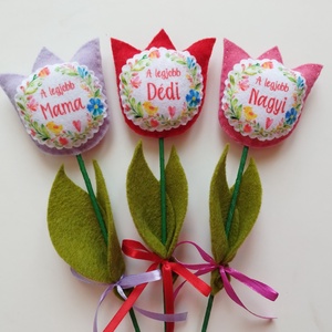 Anyák napjára filc tulipán (3 darab) - Meska.hu