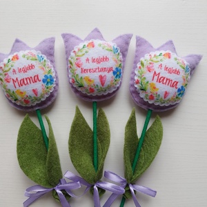 Anyák napjára filc tulipán (3 darab) - Meska.hu