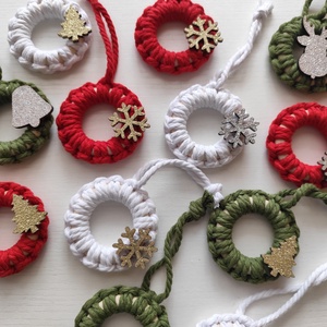 Karácsonyi makramé kisebb, 12 darabos , Karácsony, Karácsonyi lakásdekoráció, Karácsonyfadíszek, Mindenmás, MESKA
