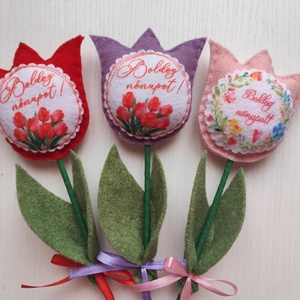 Nőnapra filc tulipán (10 darab) - otthon & életmód - virágdekoráció - virágok - virágcsokor - Meska.hu