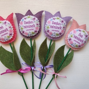 Filc tulipán pedagógus napra / ballagásra mezei virágmintás, Otthon & Életmód, Virágdekoráció, Virágok, Virágcsokor, Varrás, MESKA