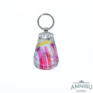 Színes mintás csepp alakú swarovski köves bőr kulcstartó H4017OK - táska & tok - kulcstartó & táskadísz - kulcstartó - Meska.hu
