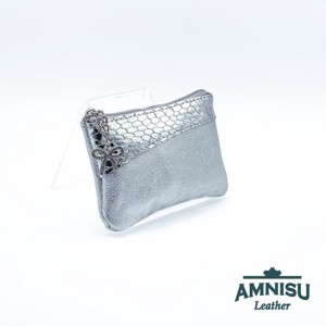 Ezüst mintás - króm kígyómintás ívelt egy cipzáras kulcstartó C1007-1009, , , MESKA