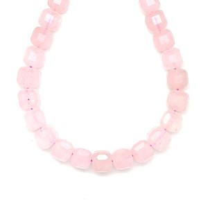 Rózsakvarc fazettált kocka 8-9mm  ékszerkészítő alapanyag (füzér), Kellékek & szerszámok, Ásvány alapanyag, Ásványfüzér, , MESKA