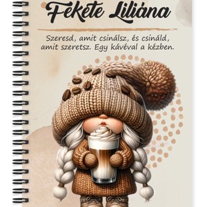 Személyre szabható - Cappucino kávés manó lány mintás A5-ös füzet, Otthon & Életmód, Papír, írószer, Jegyzetfüzet & Napló, , MESKA