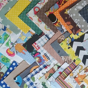 DIY Patchwork foltvarró csomag Fiús minta 100 db 10x10 cm  - kellékek & szerszámok - méteráru - anyagcsomag - Meska.hu