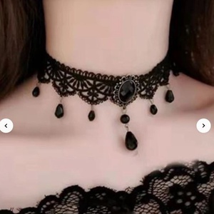 Fekete csipke nyaklánc choker  - ékszer - nyaklánc - nyakpánt, gallér - Meska.hu
