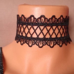 Csipke fekete áttört nyakék nyaklánc choker Halloween  - Meska.hu