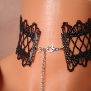 Csipke fekete áttört nyakék nyaklánc choker Halloween  - ékszer - nyaklánc - nyakpánt, gallér - Meska.hu