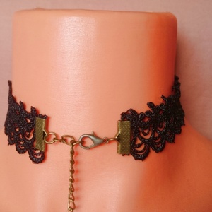Fekete virág mintás csipke choker nyakék Halloween  - ékszer - nyaklánc - nyakpánt, gallér - Meska.hu