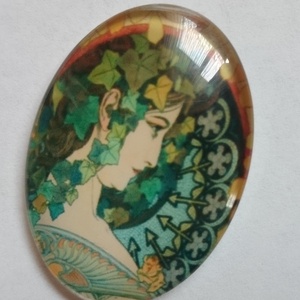 Alfons Mucha üveglencse 1. sz , Kellékek & szerszámok, Gyöngyfűzés kellékek, Üveglencse, , MESKA