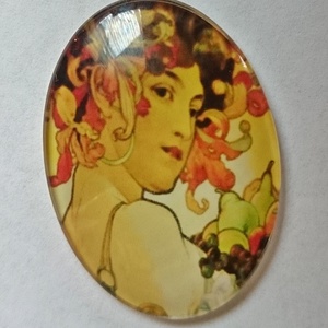 Alfons Mucha üveglencse 3. sz , Kellékek & szerszámok, Gyöngyfűzés kellékek, Üveglencse, , MESKA