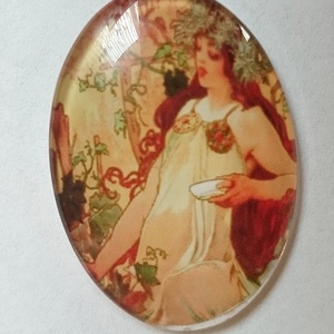 Alfons Mucha üveglencse 4. sz , Kellékek & szerszámok, Gyöngyfűzés kellékek, Üveglencse, , MESKA