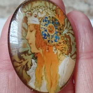 Alfons Mucha üveglencse 7. sz , Kellékek & szerszámok, Gyöngyfűzés kellékek, Üveglencse, , MESKA