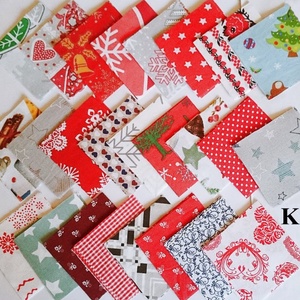 100 db Karácsony patchwork 8x8 cm pamutvászon csomag  - kellékek & szerszámok - méteráru - anyagcsomag - Meska.hu