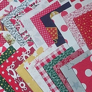100 db Karácsony patchwork 10x10 cm pamutvászon csomag  - kellékek & szerszámok - méteráru - anyagcsomag - Meska.hu