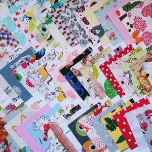 100 db Lány mintás patchwork 10x10 cm pamutvászon csomag LB, Kellékek & szerszámok, Méteráru, Anyagcsomag, Varrás, MESKA