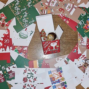 24 részes adventi kalendárium karácsony mintás doboz - karácsony - adventi díszek - adventi naptár - Meska.hu