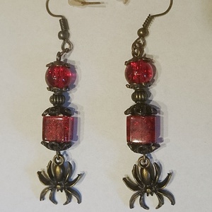 Bronz pók piros fülbevaló Halloween - ékszer - fülbevaló - lógó fülbevaló - Meska.hu Bronz pók piros fülbevaló Halloween - ékszer - fülbevaló - lógó fülbevaló - Meska.hu