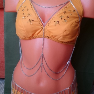 Testlánc bikini lánc ezüst színű alsó + felső  - ékszer - ékszerszett - Meska.hu