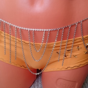 Testlánc bikini lánc ezüst színű alsó + felső  - ékszer - ékszerszett - Meska.hu