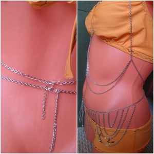 Testlánc bikini lánc ezüst színű alsó + felső  - ékszer - ékszerszett - Meska.hu