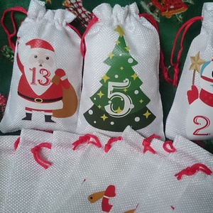 24 részes fehér juta zsák adventi kalendárium  - Meska.hu