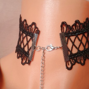 Nyakra simuló extra széles fekete áttört csipke nyakék choker  - ékszer - nyaklánc - nyakpánt, gallér - Meska.hu