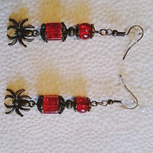 Bronz pók piros fülbevaló Halloween - ékszer - fülbevaló - lógó fülbevaló - Meska.hu Bronz pók piros fülbevaló Halloween - ékszer - fülbevaló - lógó fülbevaló - Meska.hu