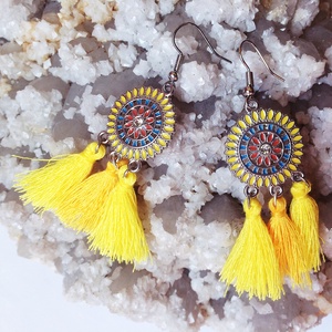 Citrom sárga bojtos fülbevaló, Ékszer, Fülbevaló, Rojtos fülbevaló, , MESKA