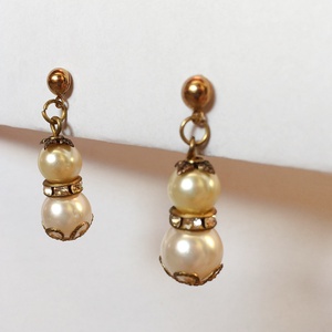 Beszúrós beszúrós gyöngy fülbevaló strassz rondellel , Ékszer, Fülbevaló, Lógó fülbevaló, Ékszerkészítés, MESKA