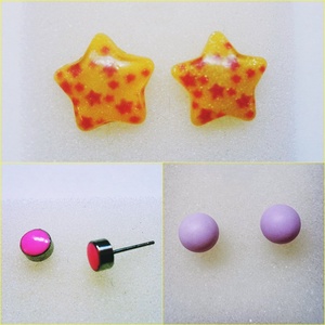 3 pár beszúrós fülbevaló sárga virág kerek pötty, Ékszer, Fülbevaló, Pötty fülbevaló, Ékszerkészítés, MESKA