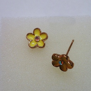 3 pár beszúrós fülbevaló sárga kék virág köves pötty - ékszer - fülbevaló - pötty fülbevaló - Meska.hu