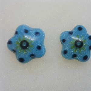 3 pár beszúrós fülbevaló sárga kék virág köves pötty - ékszer - fülbevaló - pötty fülbevaló - Meska.hu