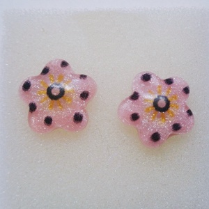 3 pár beszúrós fülbevaló rózsaszín virág zöld köves  - ékszer - fülbevaló - pötty fülbevaló - Meska.hu