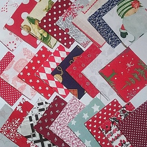100 db Karácsony patchwork 10x10 cm pamutvászon csomag KI, Kellékek & szerszámok, Méteráru, Anyagcsomag, , MESKA