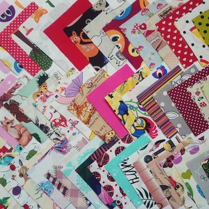 100 db lány mintájú patchwork 10x10 cm pamutvászon csomag LA, Kellékek & szerszámok, Méteráru, Anyagcsomag, , MESKA