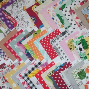 100 db gyerek mintájú patchwork 10x10 cm pamutvászon csomag GYC, Kellékek & szerszámok, Méteráru, Anyagcsomag, , MESKA