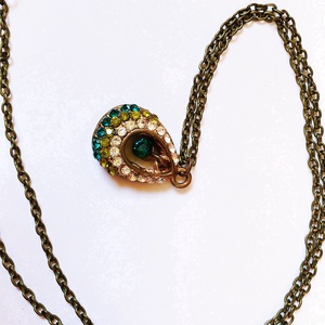 Bronz keretes színes kövekkel kirakott csepp medálos nyaklánc, Ékszer, Nyaklánc, Medálos nyaklánc, Ékszerkészítés, MESKA