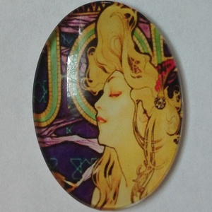 6 db üveglencse lencse ovális A. Muncha színes hölgy portré - kellékek & szerszámok - gyöngyfűzés kellékek - üveglencse - Meska.hu
