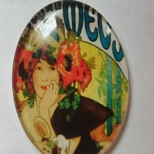 6 db üveglencse lencse ovális A. Muncha színes hölgy portré - kellékek & szerszámok - gyöngyfűzés kellékek - üveglencse - Meska.hu