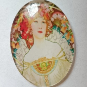 6 db üveglencse lencse ovális A. Muncha színes hölgy portré - kellékek & szerszámok - gyöngyfűzés kellékek - üveglencse - Meska.hu