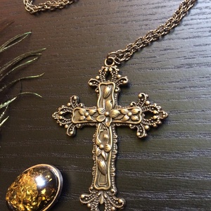 Vintage goth nagy bronz kereszt medálos nyaklánc   - ékszer - nyaklánc - medálos nyaklánc - Meska.hu